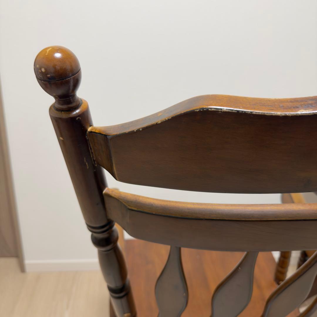 不二貿易 木製ロッキングチェア バリー 肘掛け付 彫刻 1脚