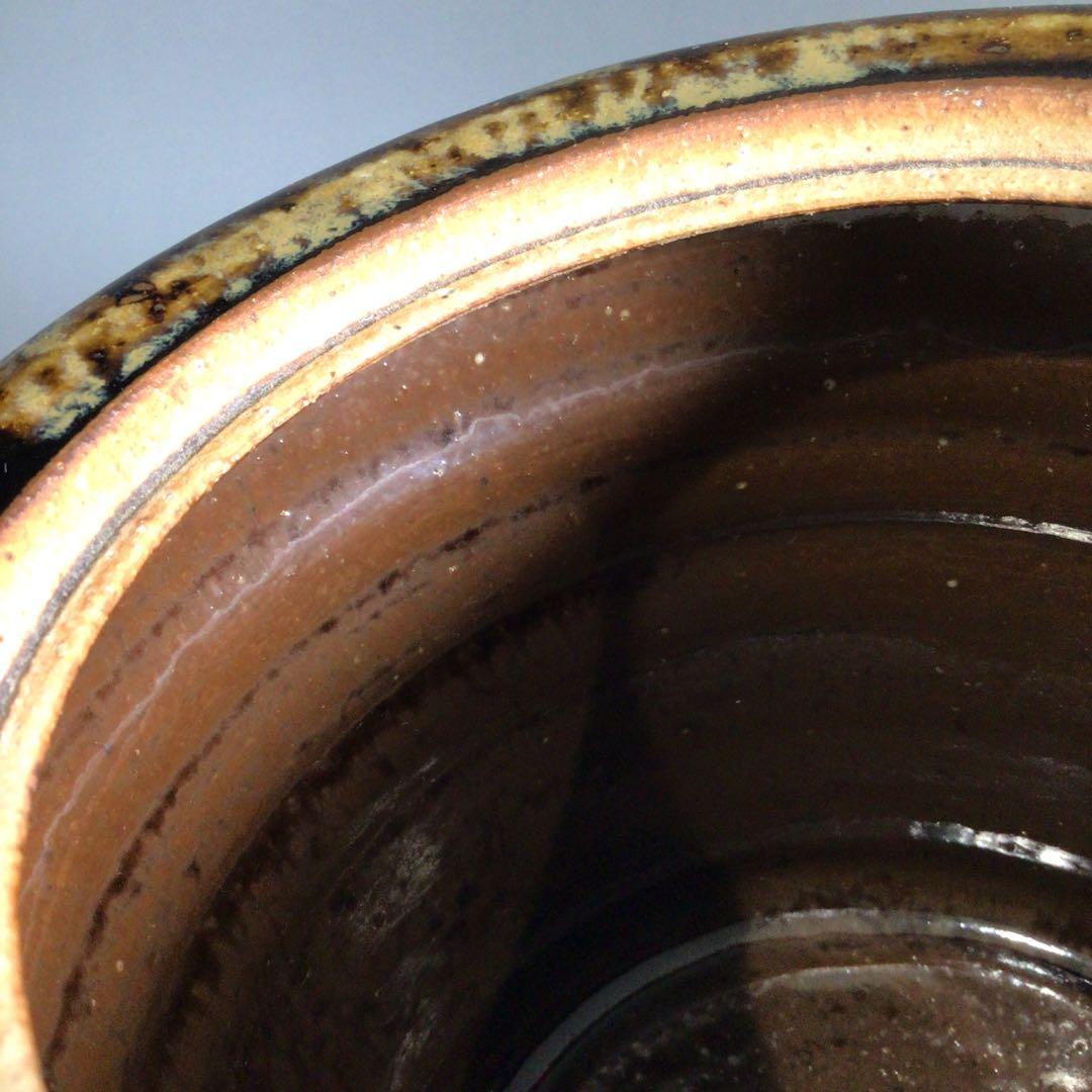 Ｐ４１７　水指　『膳所焼』『淡海ぜぜ　陽炎園造』『捻貫水指』　共箱　茶道具