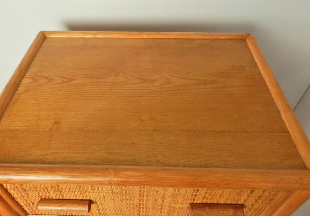 【昭和レトロ アンティーク】ヴィンテージ ラタン 籐 チェスト 6段