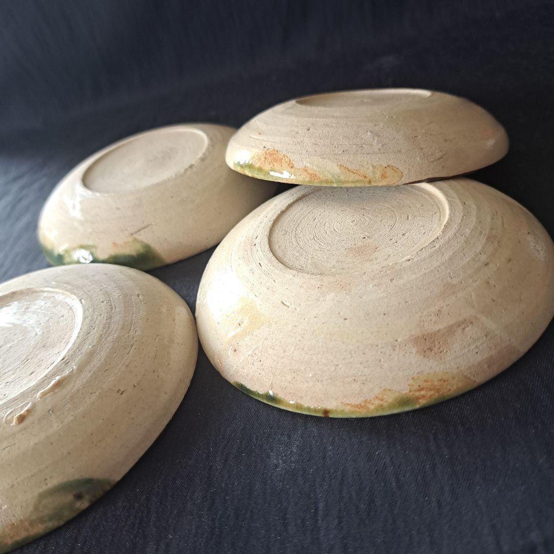 「織部(おりべ)の小皿(直径11cm)」 美濃焼き 織部焼皿4客セット 骨董アン