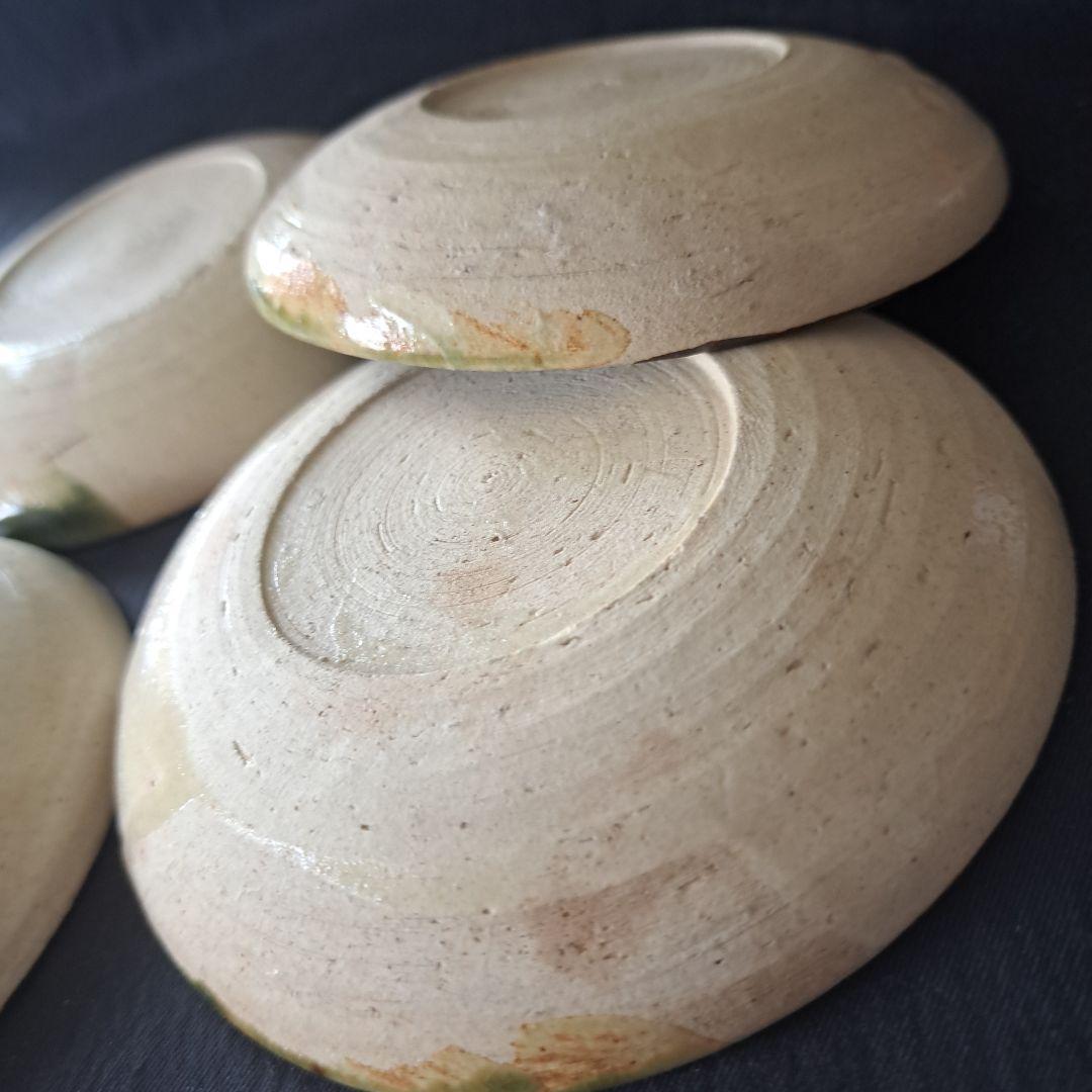 「織部(おりべ)の小皿(直径11cm)」 美濃焼き 織部焼皿4客セット 骨董アン