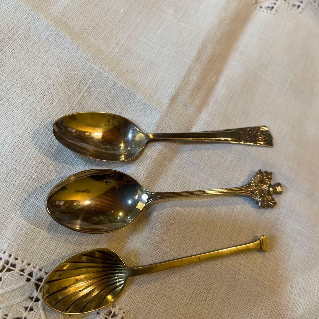 541シルバー金属製スプーン3本セット.イギリス、フランス