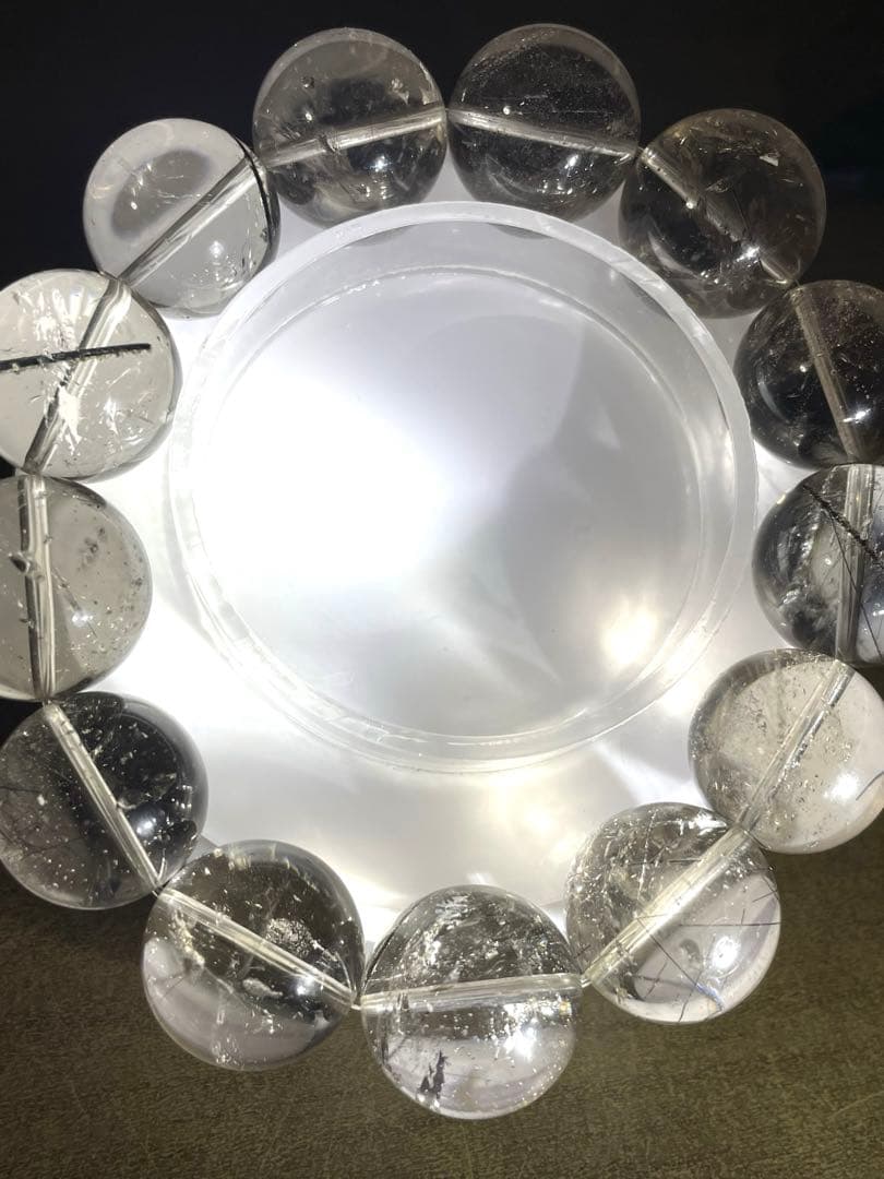 【新入荷】スモーキークォーツインブラックルチル超大玉17㎜透明感抜群（新品未使用