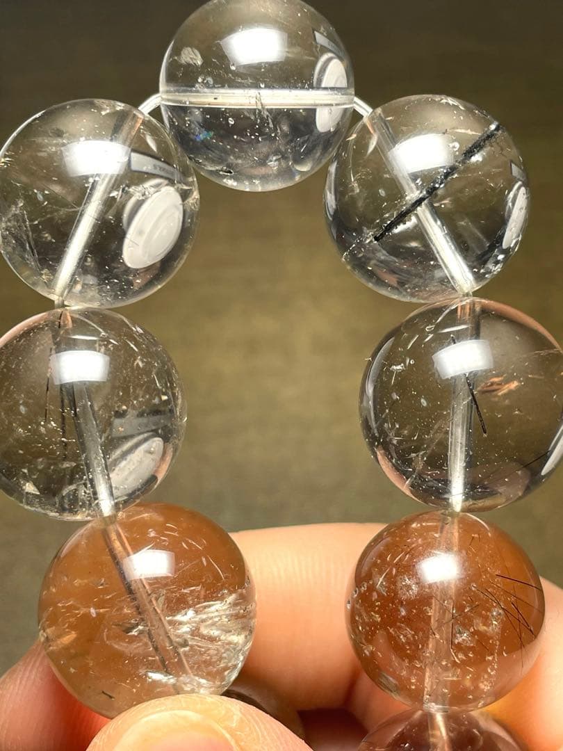 【新入荷】スモーキークォーツインブラックルチル超大玉17㎜透明感抜群（新品未使用