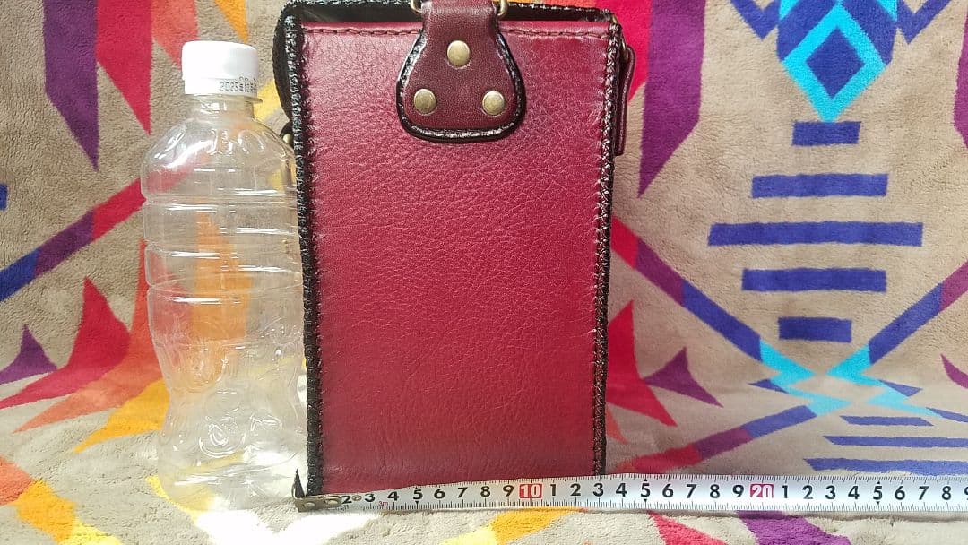 【とにかく丈夫】本革鞄　ハードボックスタイプ　ワインレッド　バック