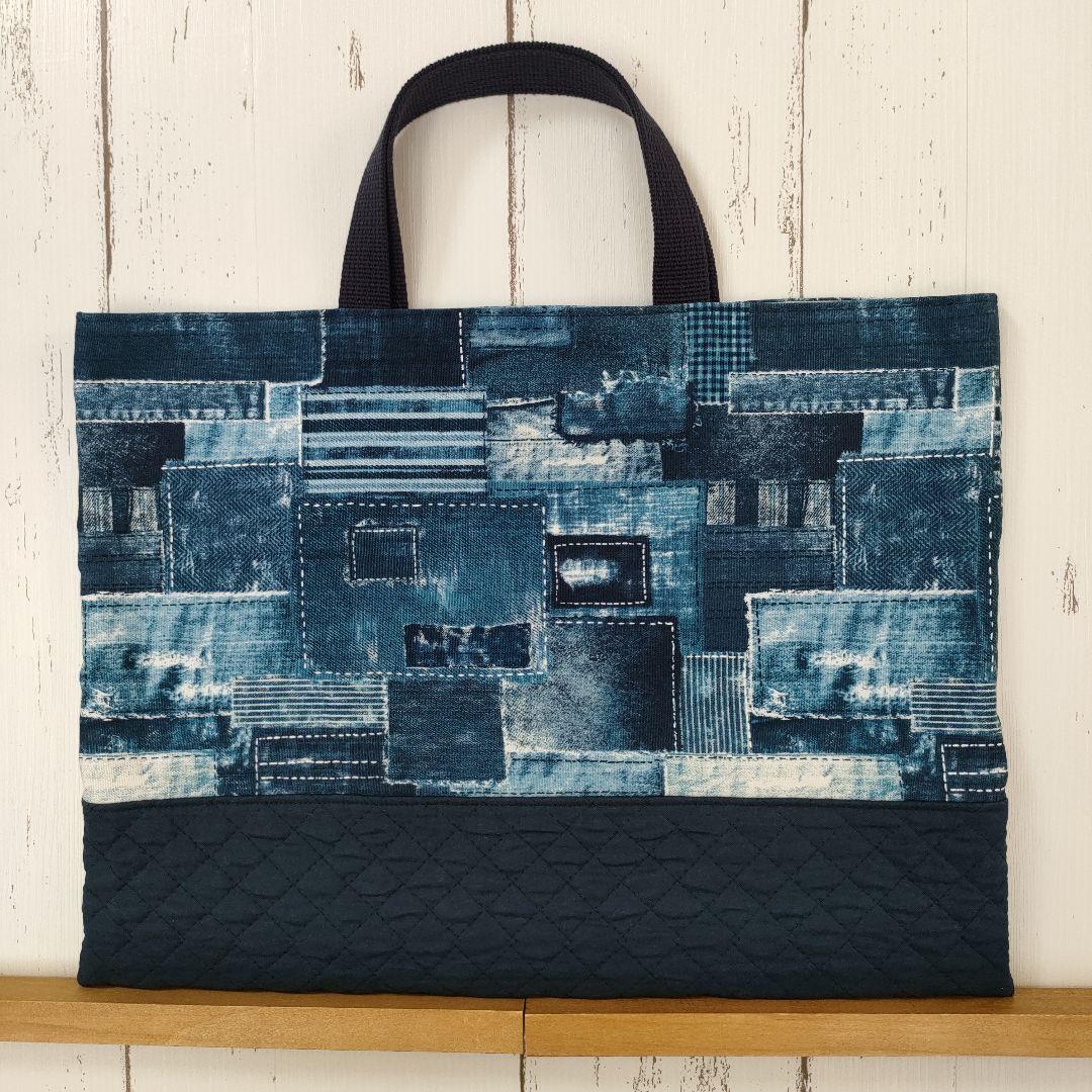 《ハンドメイド》バッグ ３点セット デニム柄　入園入学グッズ