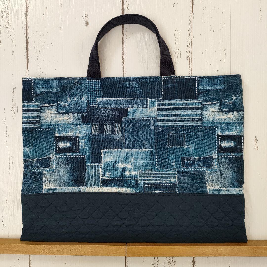 《ハンドメイド》バッグ ３点セット デニム柄　入園入学グッズ