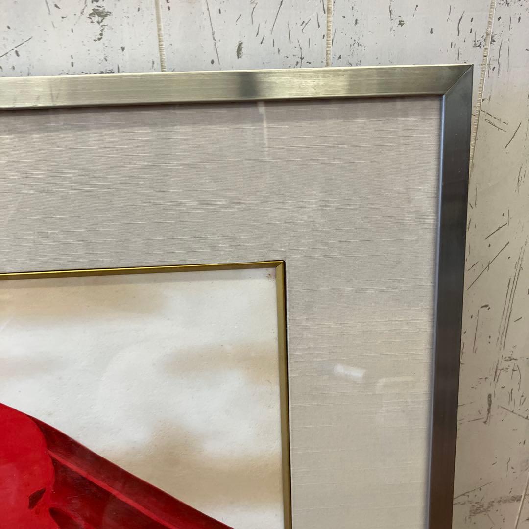 昭和レトロ 湧光 赤富士 絵画 色紙 アート 壁掛け 壁飾り 額装 額縁 額入り