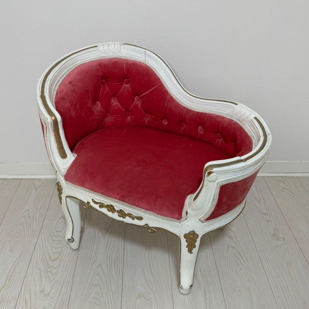 キッズ用ペット用ローズピンクロココ調ソファチェア