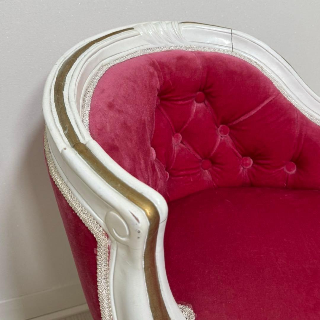 キッズ用ペット用ローズピンクロココ調ソファチェア