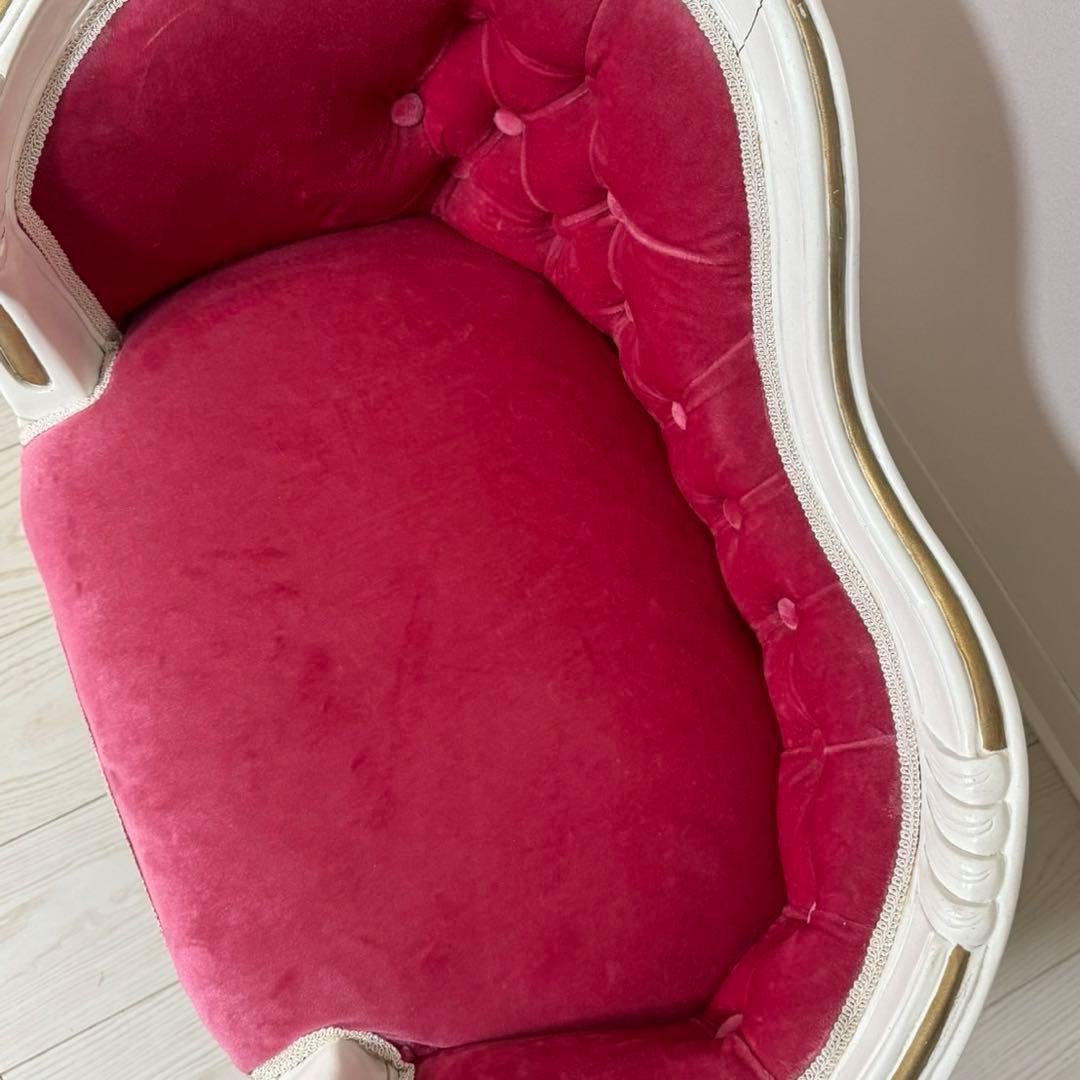 キッズ用ペット用ローズピンクロココ調ソファチェア