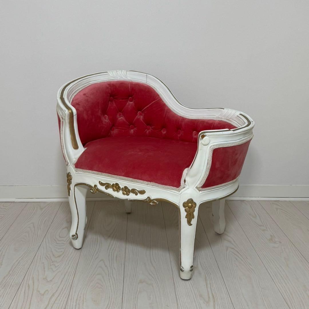 キッズ用ペット用ローズピンクロココ調ソファチェア