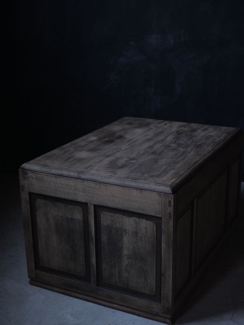 両袖机　カウンター　展示台　白木　机　古家具　古道具　アンティーク　昭和レトロ