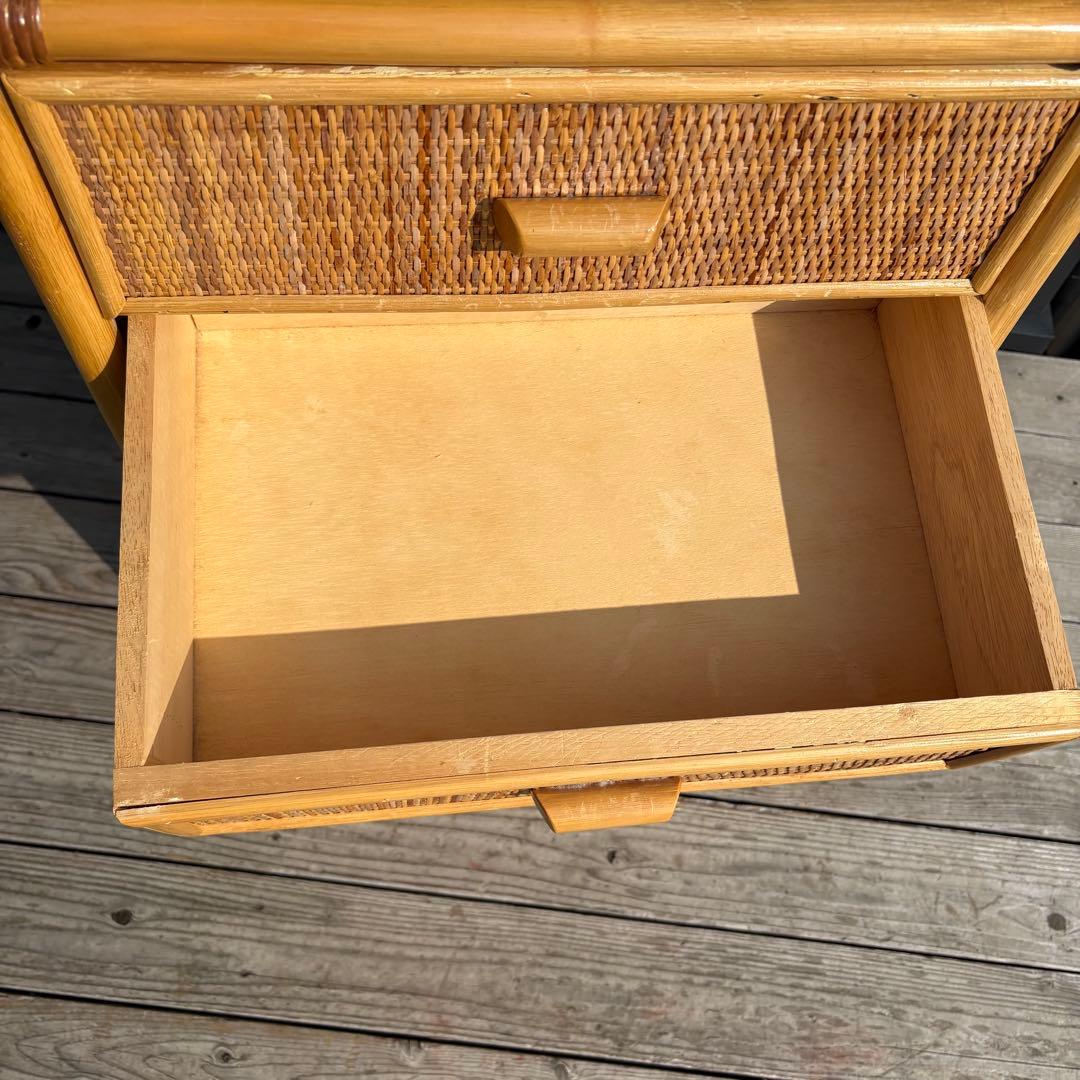 昭和レトロ ラタンチェスト 5段 北欧レトロ 籐家具 引き出し収納 アジアン家具