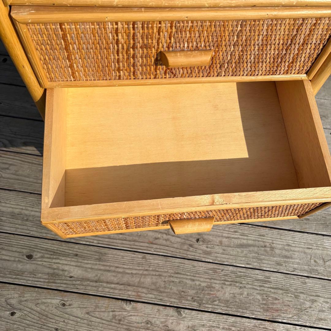 昭和レトロ ラタンチェスト 5段 北欧レトロ 籐家具 引き出し収納 アジアン家具