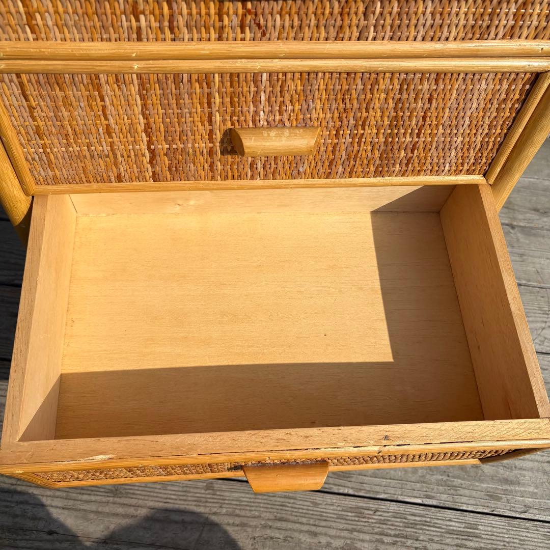 昭和レトロ ラタンチェスト 5段 北欧レトロ 籐家具 引き出し収納 アジアン家具