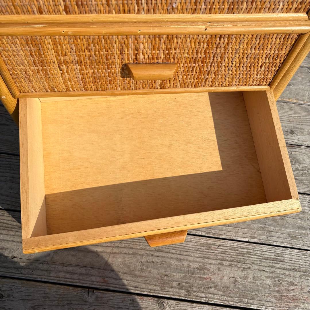 昭和レトロ ラタンチェスト 5段 北欧レトロ 籐家具 引き出し収納 アジアン家具