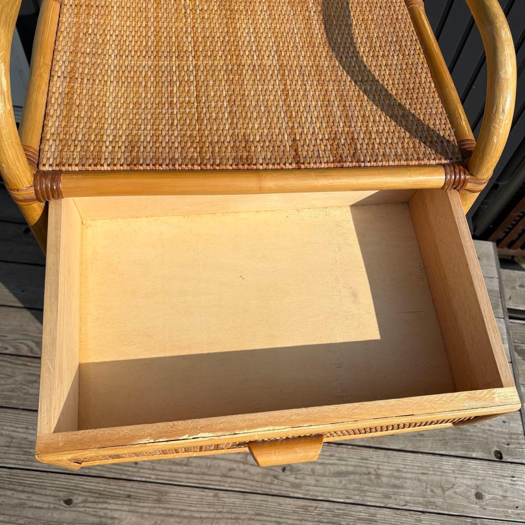 昭和レトロ ラタンチェスト 5段 北欧レトロ 籐家具 引き出し収納 アジアン家具