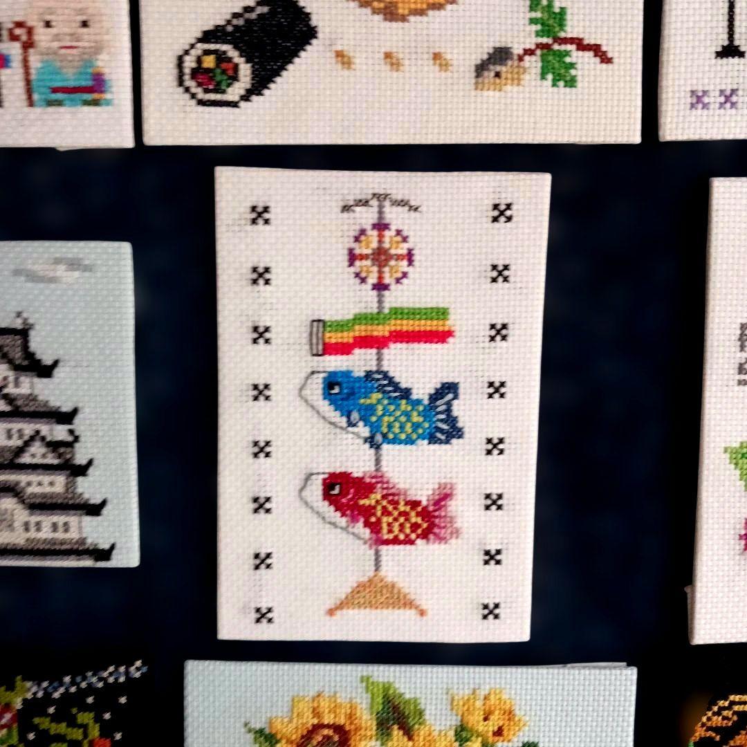 桜　さくら　七福神　他　12点セット　刺繍　フレーム無し　クロスステッチ　完成品