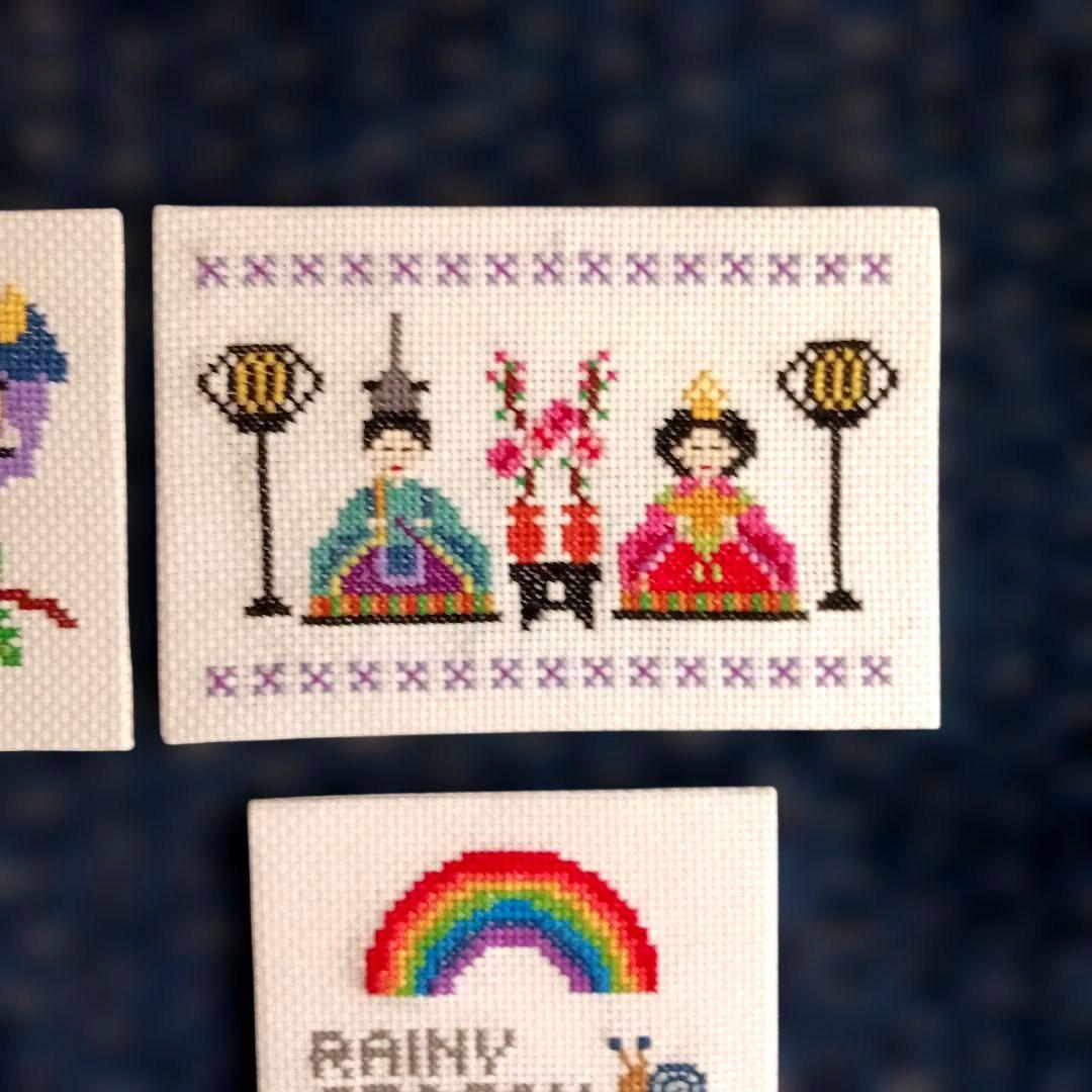桜　さくら　七福神　他　12点セット　刺繍　フレーム無し　クロスステッチ　完成品