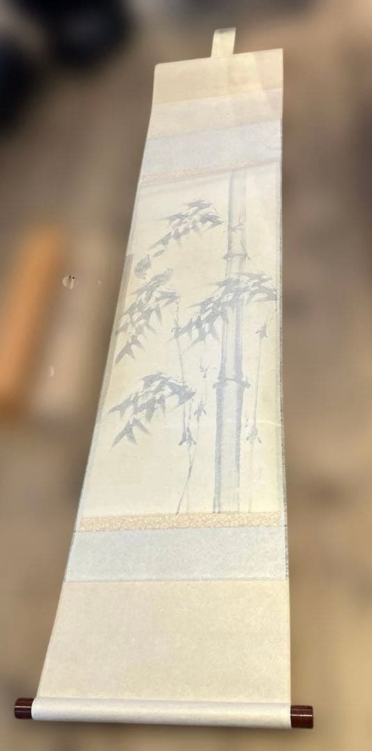 下條春草　竹の雀　掛軸　尺ニ立　美術品　アート　コレクション　趣味　年代物