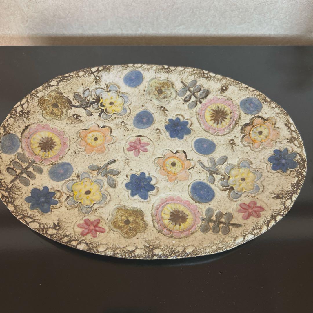 【新品・未使用】♡ 本田あつみさん　ワイルドフラワーオーバル２４㎝&カップセット