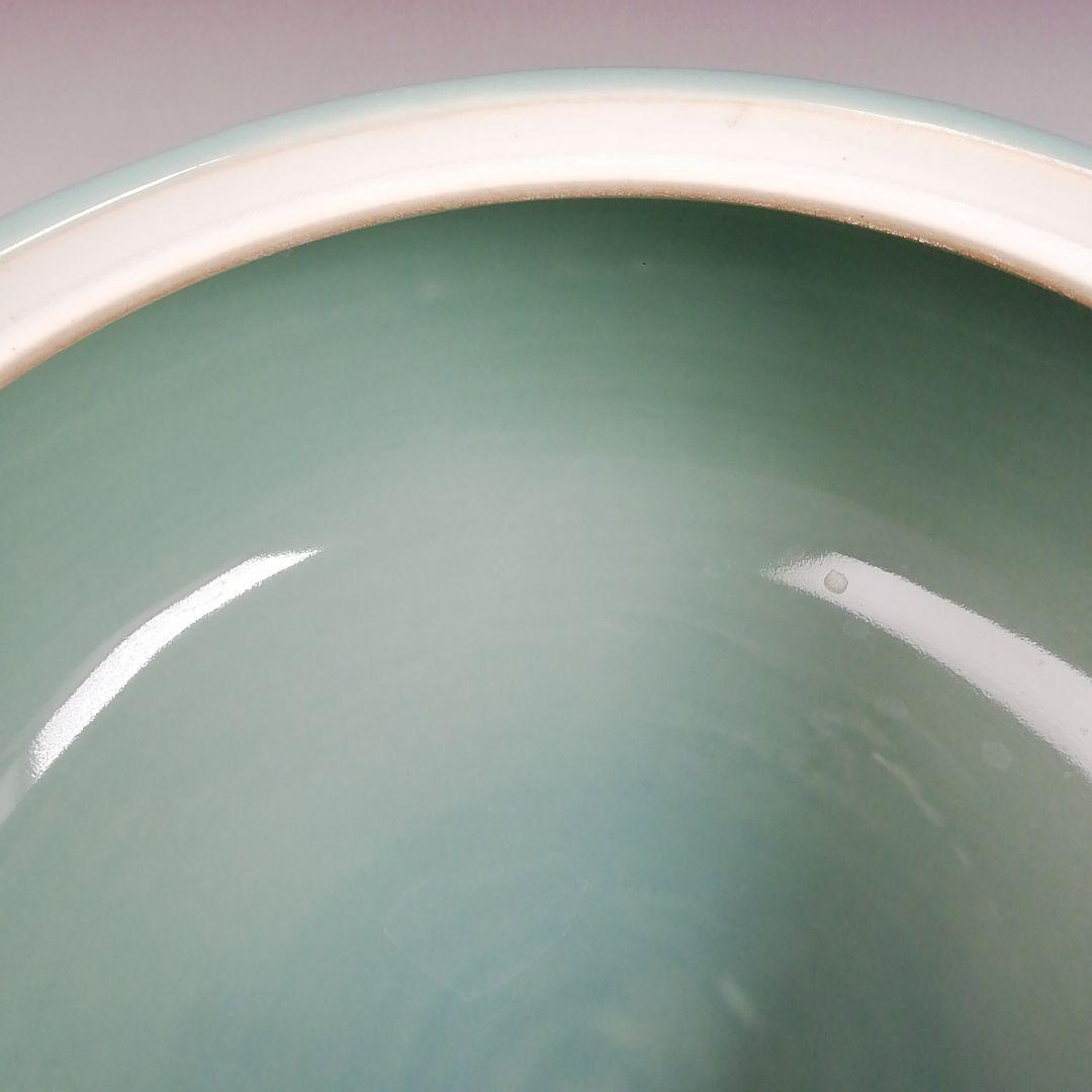 Ｗ２７５　水指　『青磁　捻梅』『加藤藤山 造』　共箱　茶道具
