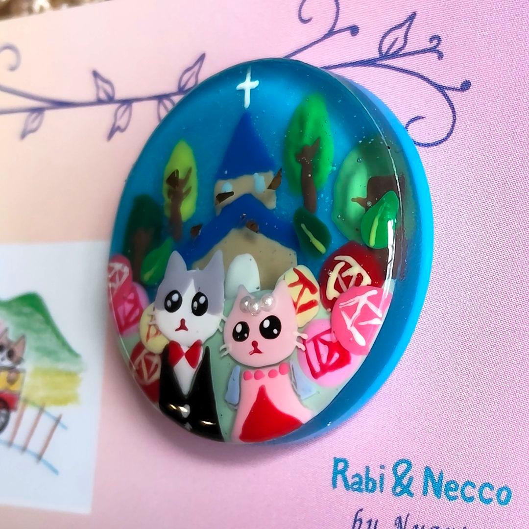 レジンヘアゴム.ブローチ☘ハンドメイド☘手描きNo.315