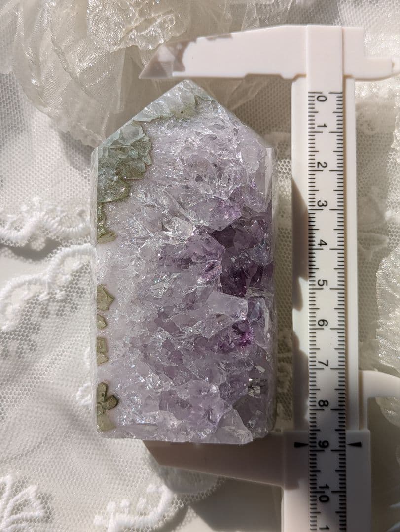 希少　♡虹沢山　瑪瑙　タワー♡　紫✕緑　ジオード　アメジスト　クラスター　天然石