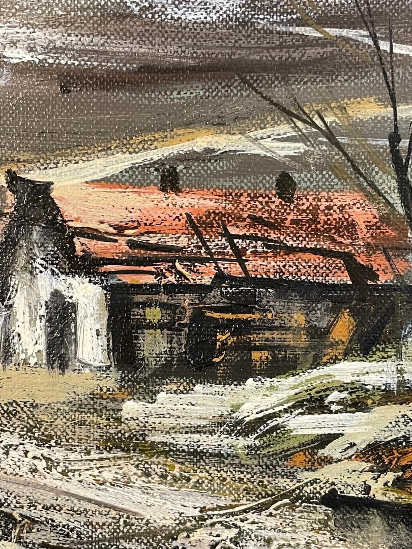 「真作」竹内敏彦『アルプス風景』風景画　油彩画　額装　サイン有り　F6号