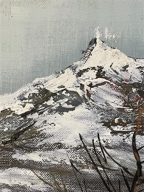 「真作」竹内敏彦『アルプス風景』風景画　油彩画　額装　サイン有り　F6号