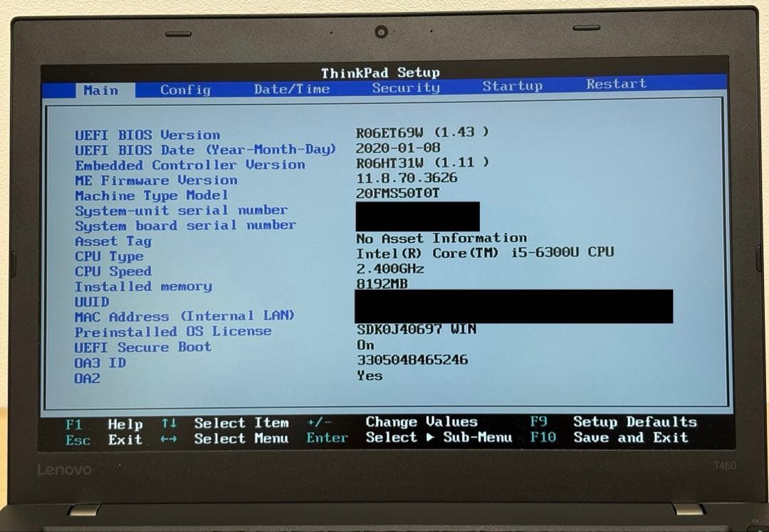 ThinkPad T460(i5/8GB/240GB/タッチFHD/LTE)