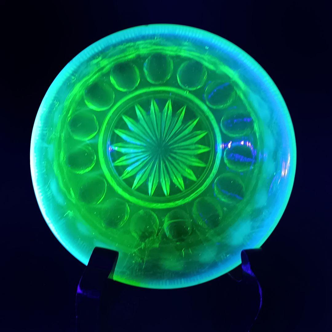 【希少】時代ガラス プレスガラス ウランガラス　オパールセントガラス 昭和レトロ