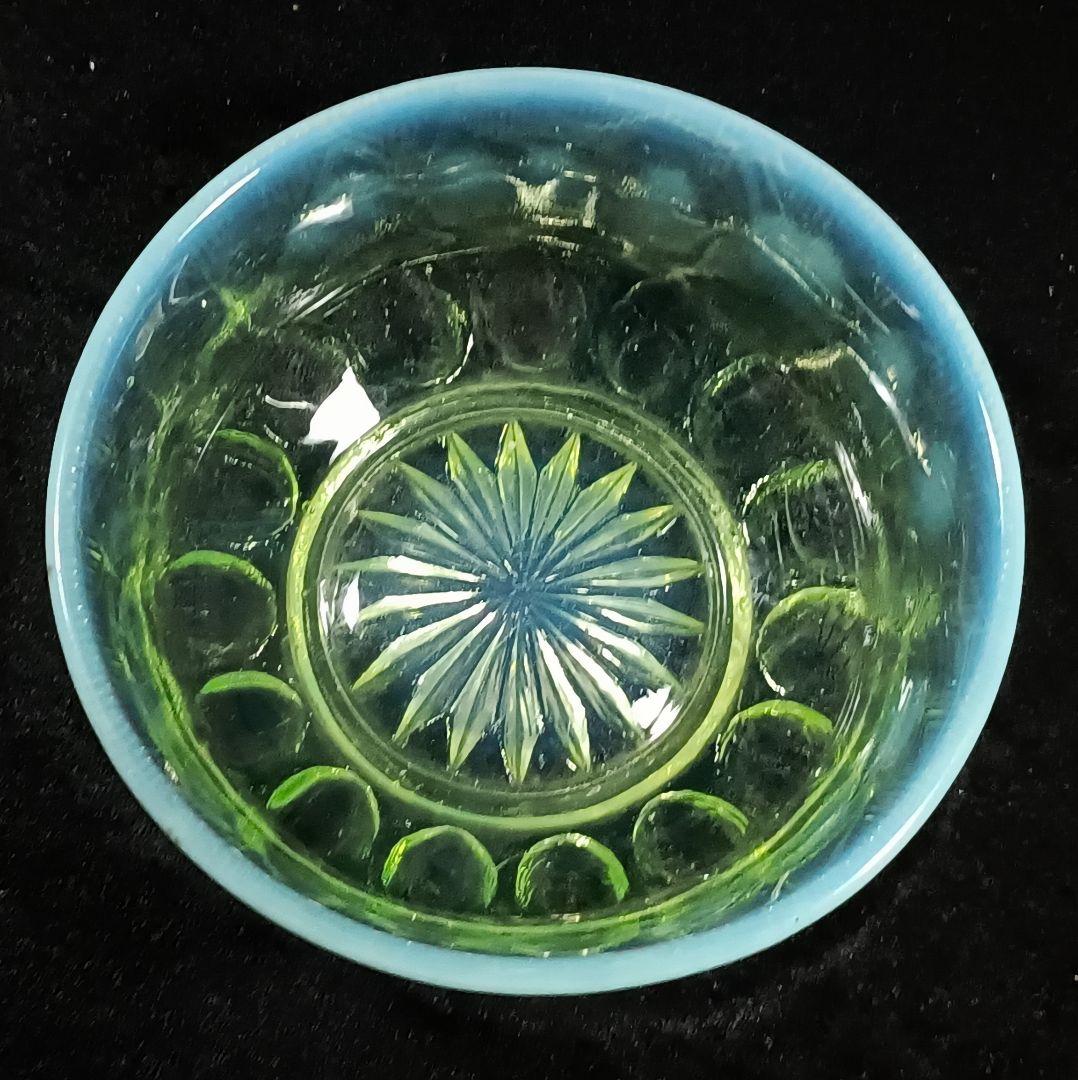 【希少】時代ガラス プレスガラス ウランガラス　オパールセントガラス 昭和レトロ