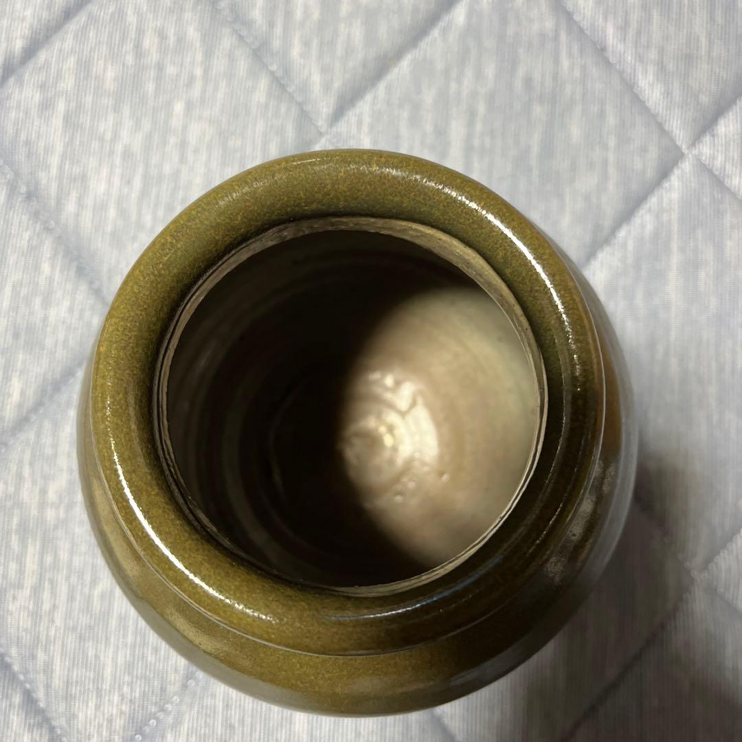 花瓶　陶器の花入れと木箱セット　二上窯　宮林治代
