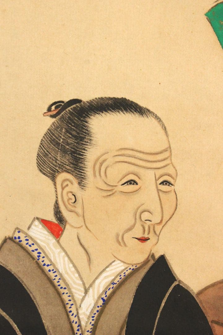 No4598 掛軸　周鳳　人物図〈池内十郎右衛門　妻りさ之絵像〉　合箱　送料無料