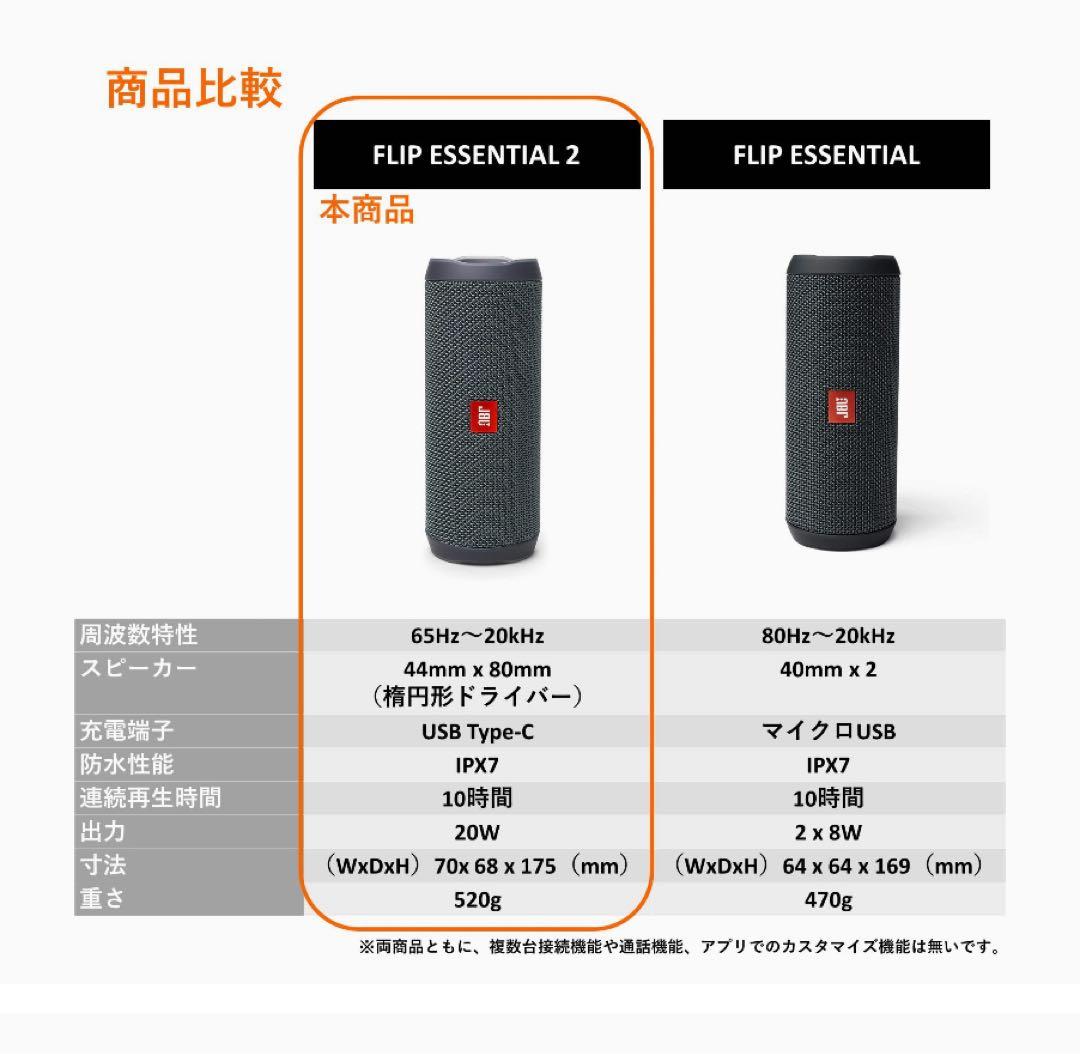 JBL FLIP ESSENTIAL 2 ワイヤレススピーカー