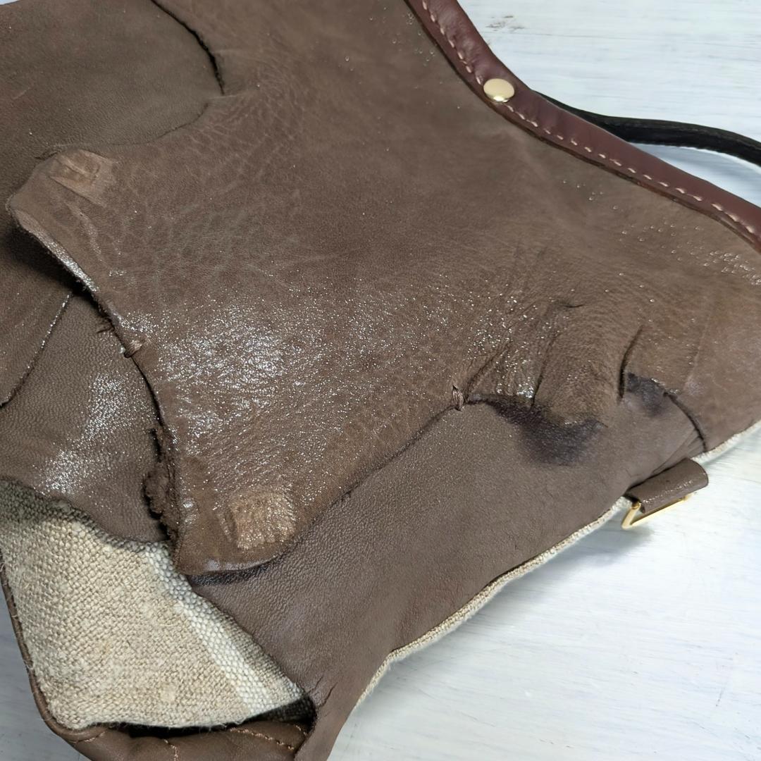ハンドメイド＊シープ革×antiqueチェコリネン×イタリアンレザー他＊２WAY