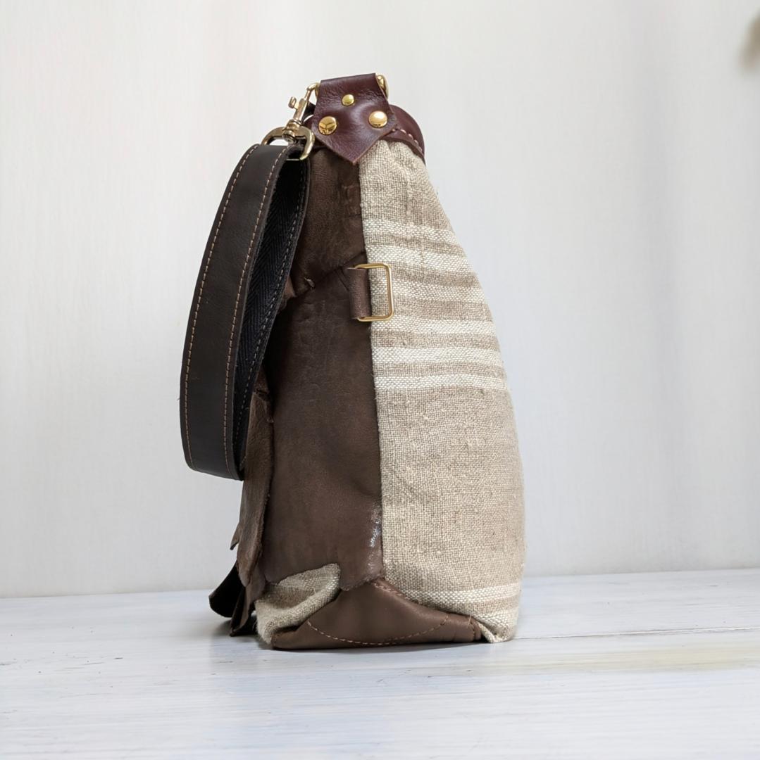 ハンドメイド＊シープ革×antiqueチェコリネン×イタリアンレザー他＊２WAY