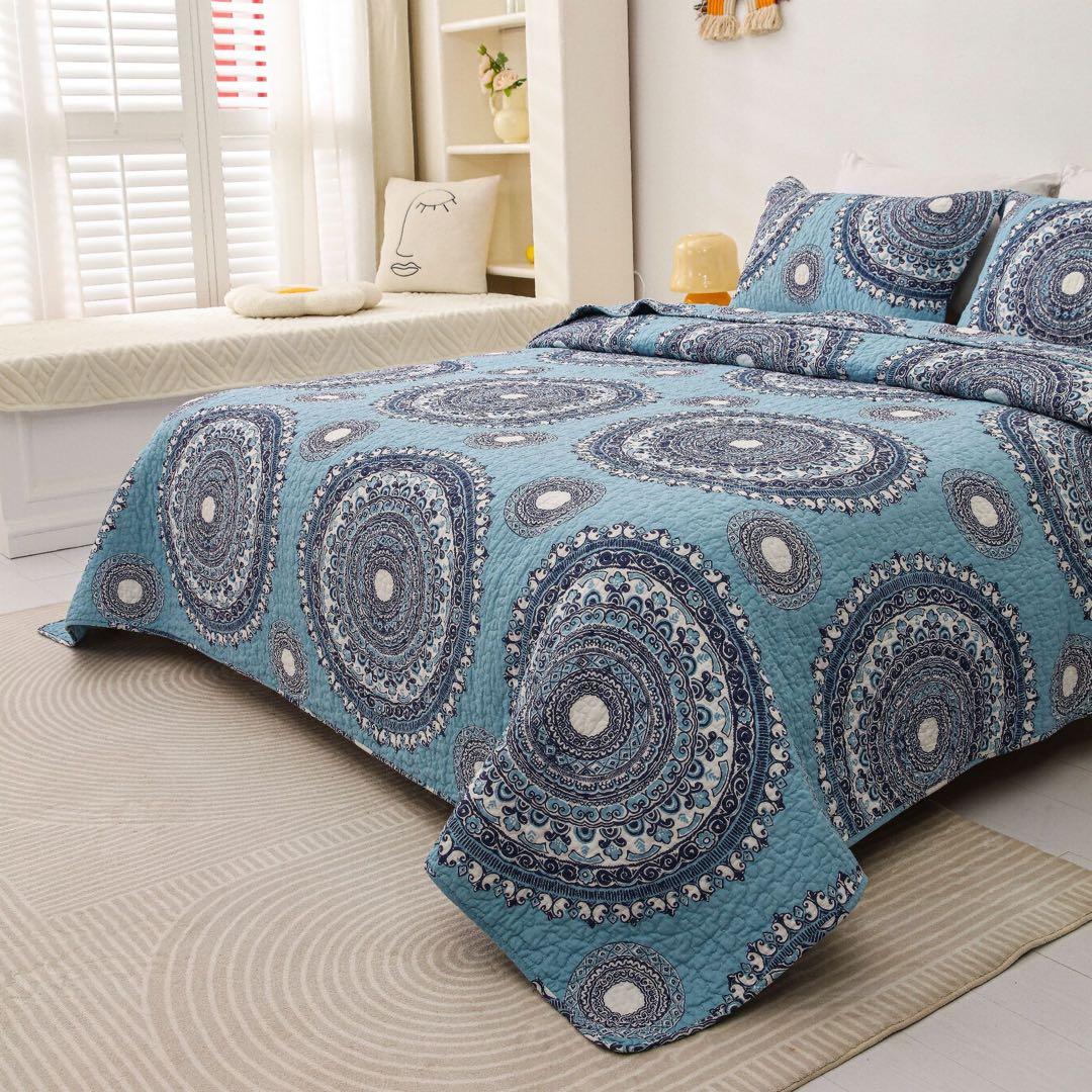 キルトベッドカバー3点セット綿マルチカバー キルティング 855