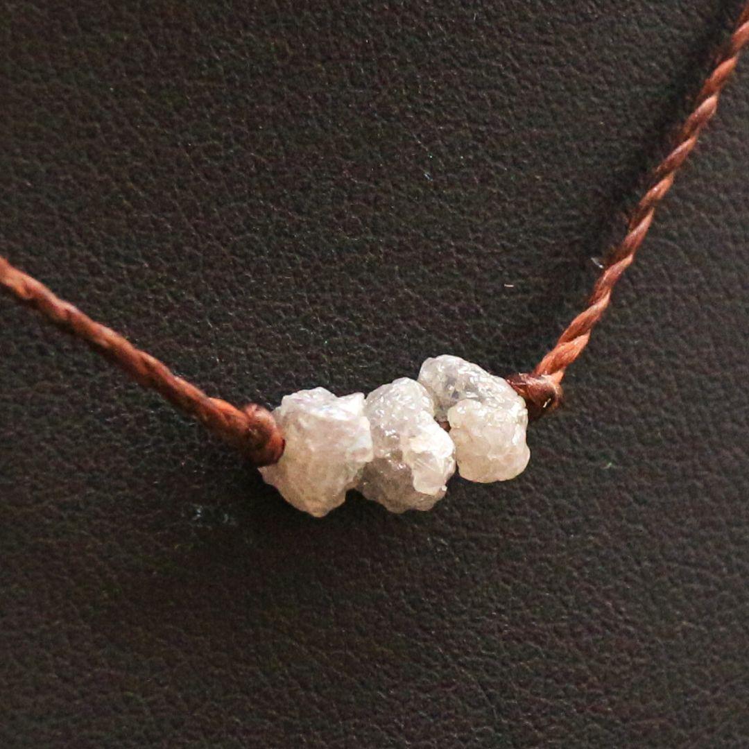 鑑別済 ダイヤモンド 原石 3連ビーズ トップ beads340