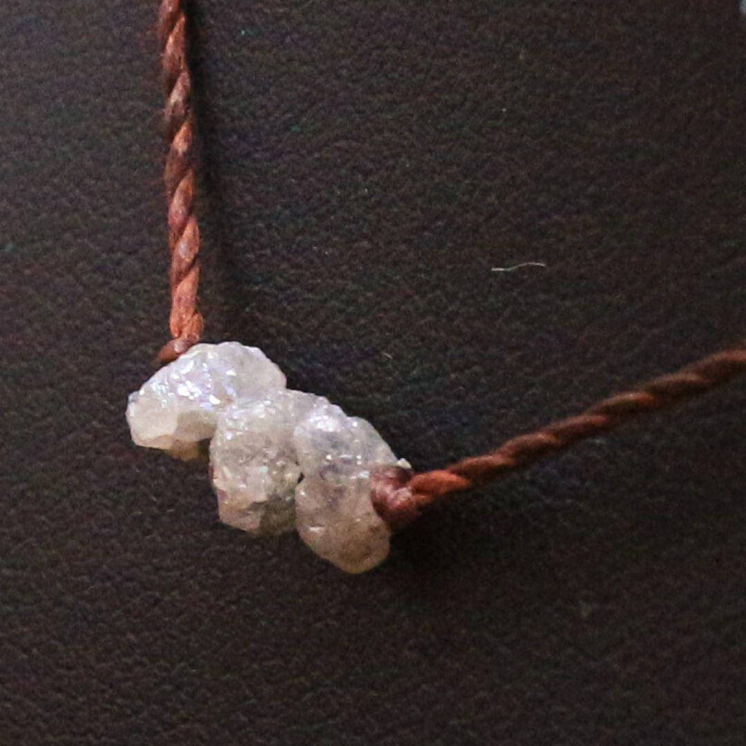 鑑別済 ダイヤモンド 原石 3連ビーズ トップ beads340
