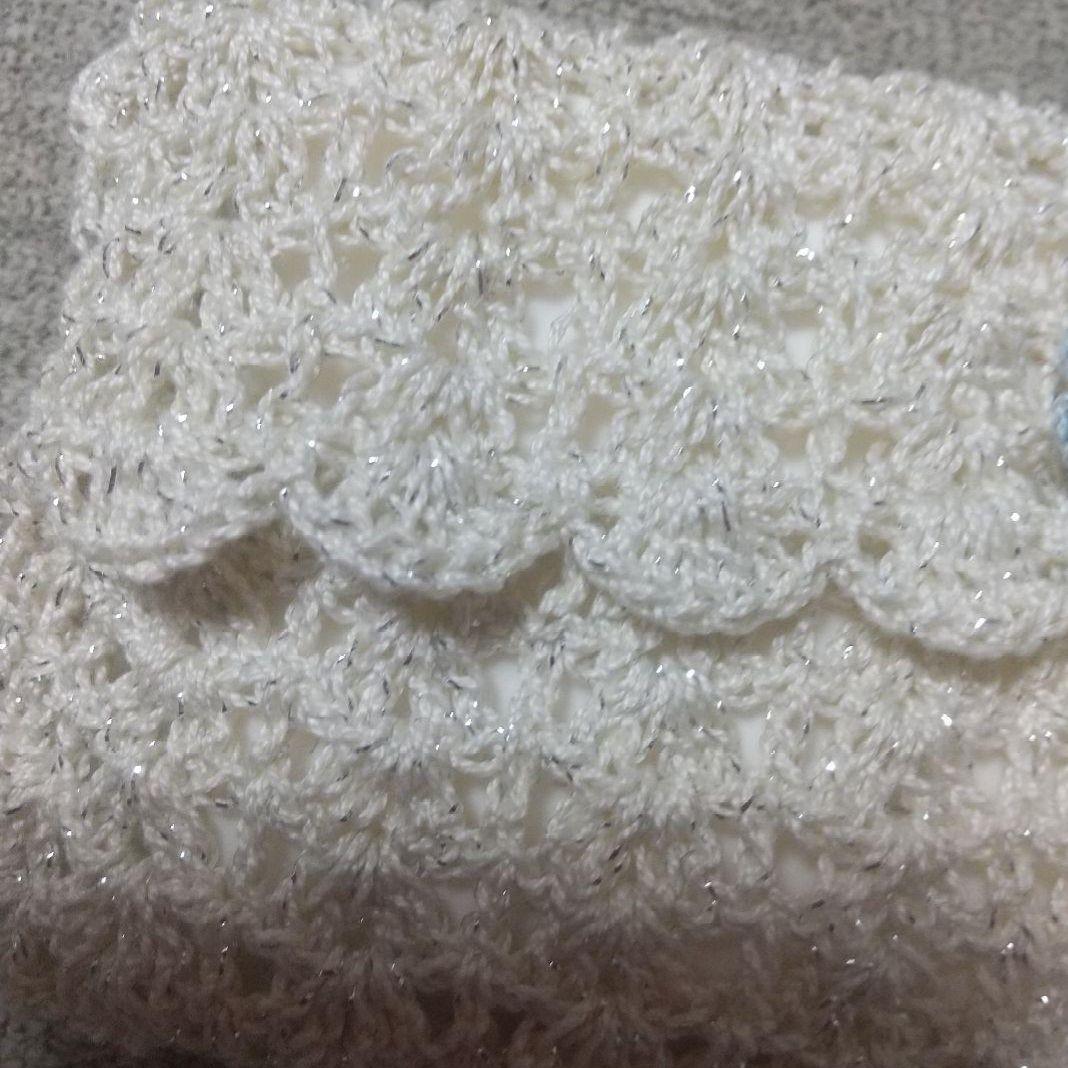 ピンク系＊レース糸 フラワーモチーフ付きポケットティッシュカバー