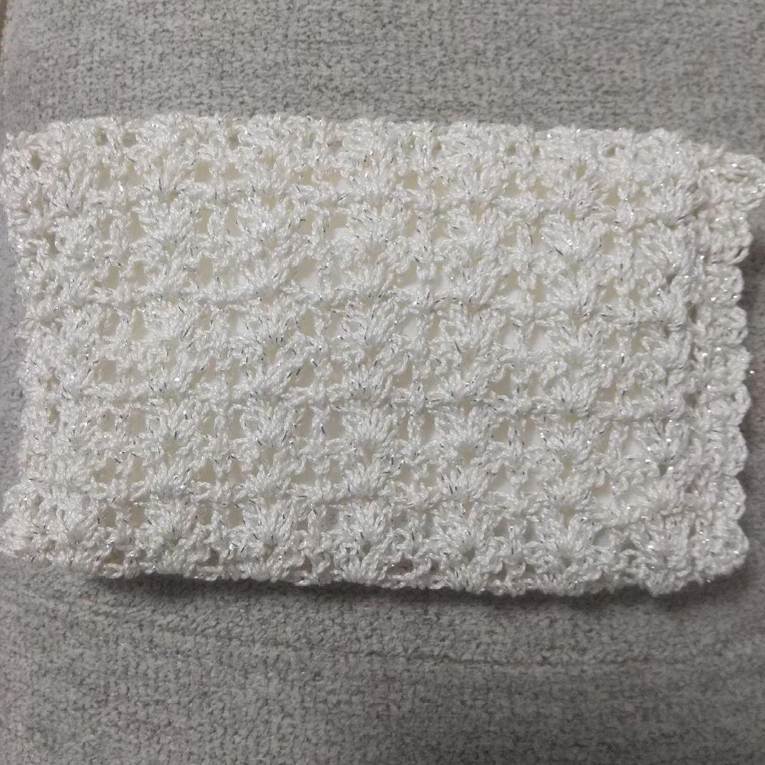 ピンク系＊レース糸 フラワーモチーフ付きポケットティッシュカバー