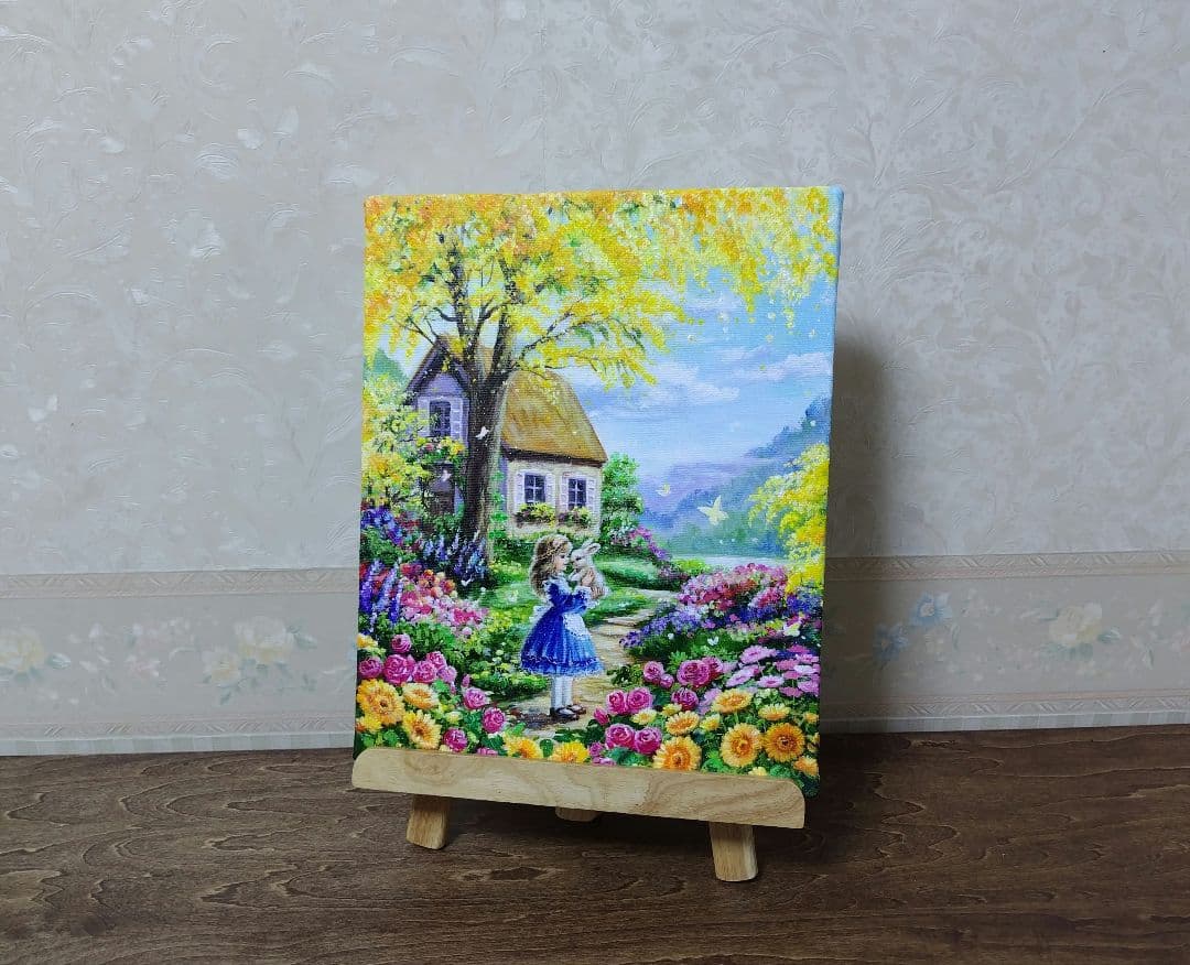 j*1様 【ミモザの咲く家】アクリル画 F3 風景画 絵画