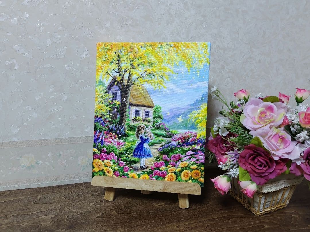 j*1様 【ミモザの咲く家】アクリル画 F3 風景画 絵画