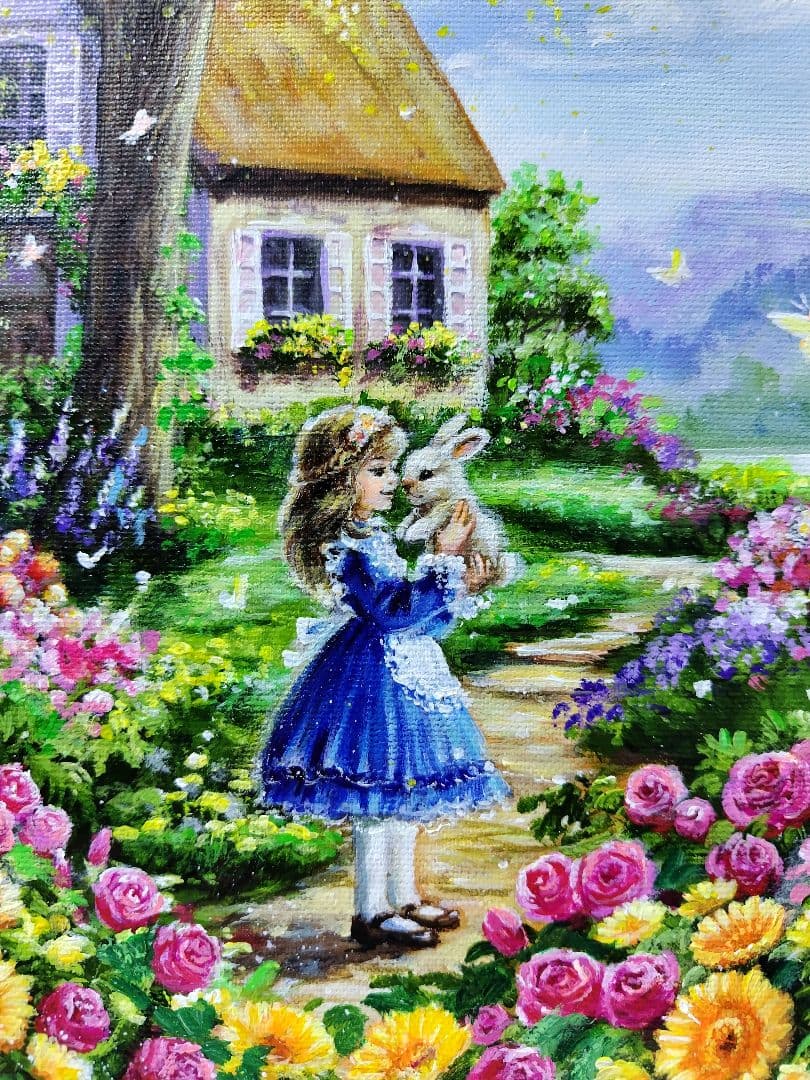 j*1様 【ミモザの咲く家】アクリル画 F3 風景画 絵画