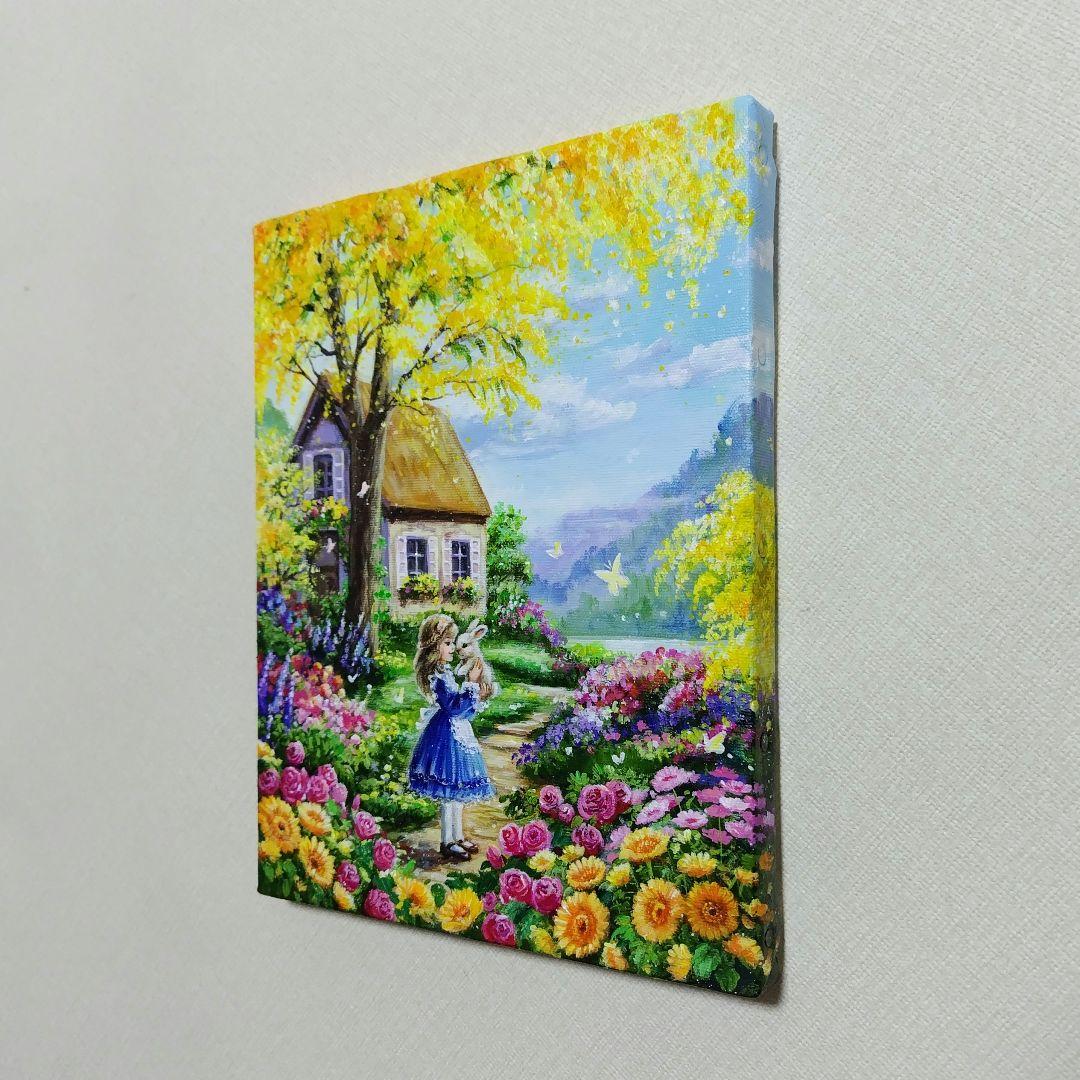 j*1様 【ミモザの咲く家】アクリル画 F3 風景画 絵画
