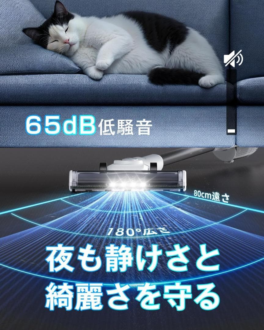 掃除機 コードレス 5超強力吸引　自立式 スティック クリーナー サイクロン式