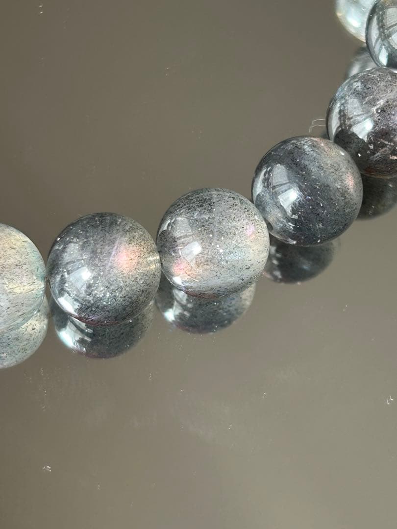 希少◆全玉ピンクシラー◆極上ラブラドライト 10mm 内径16cm★実物美★虹